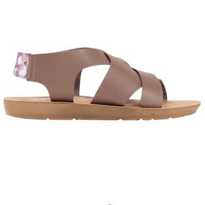 Muk Luks Size 6 Taupe Criss Cross Comfort Sandals Casual Slip-On